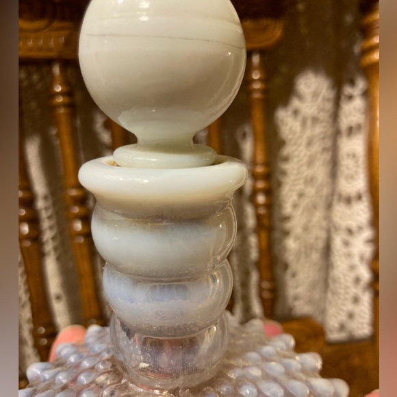 Fenton Opalescent Moonstone Hobnail Glass Perfume Bottle - Vintage, Eclectic - Picture 11 of 14